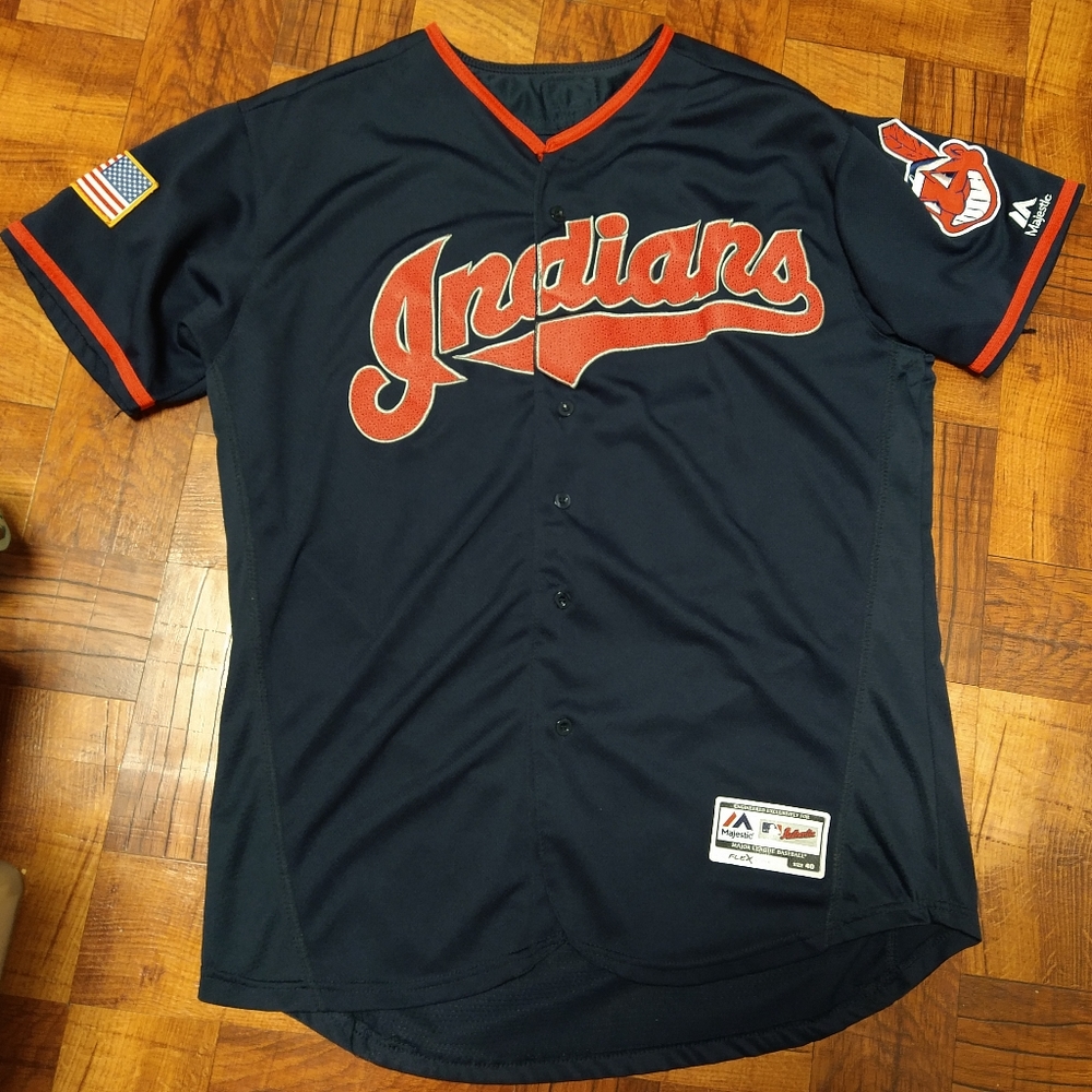 Cleveland Indians Majestic Francisco Lindor Button Baseball Jersey Men's Size 40